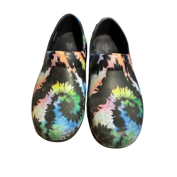 Crocs Womens W8 Black Tie-Dye Slip-On Clogs - Picture 2 of 10